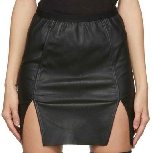Black Leather Mini Skirt with Side Slit – Bold & Sexy Look