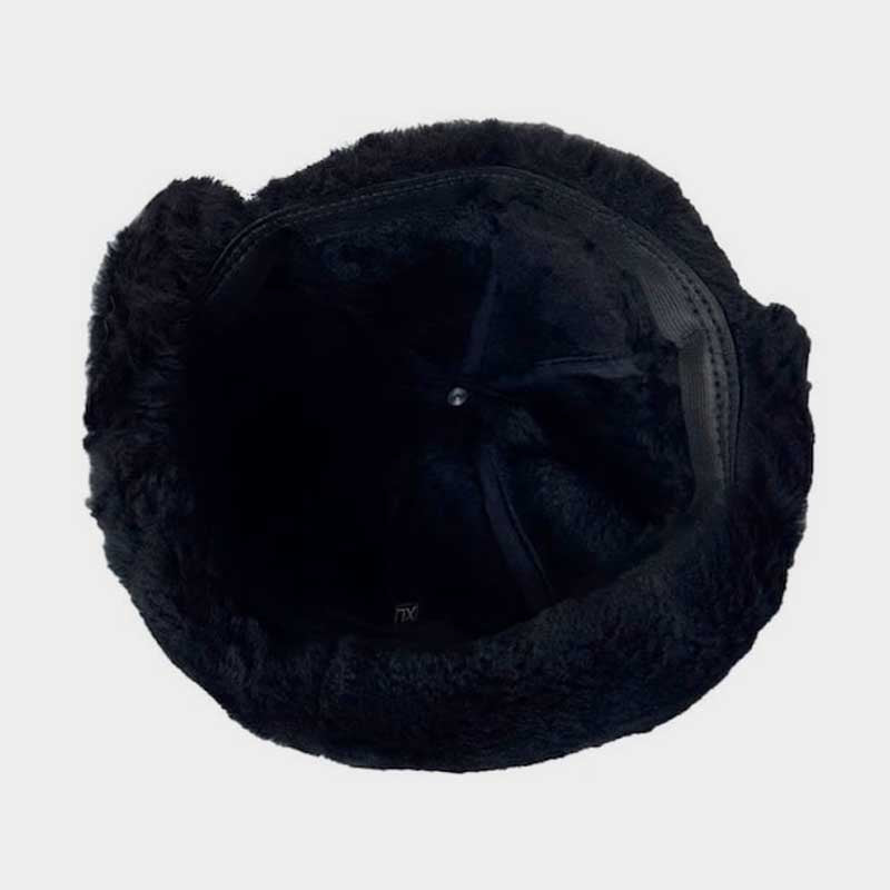 Black Real Sheepskin Fur Trapper Hat Ushanka for Men and Women