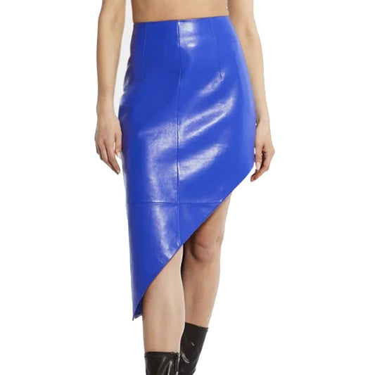 Women’s Blue Leather Skirt – Sleek, Chic & Bold