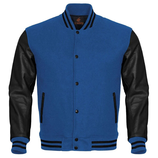 Men's Varsity Jacket with Genuine Leather Sleeve