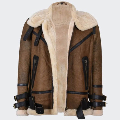 men's leather aviator coat