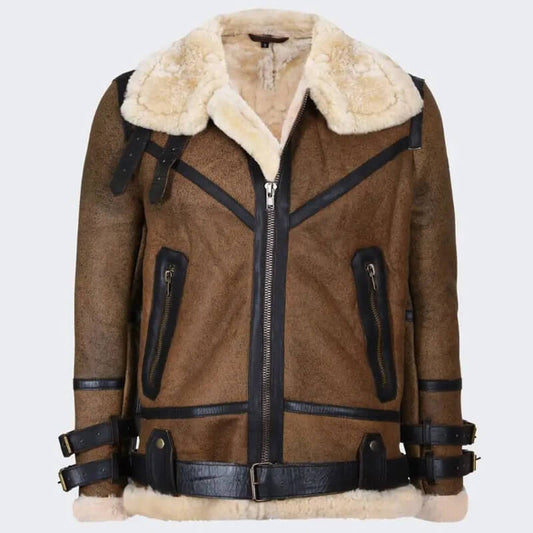 Classic B3 Brown Shearling Leather Jacket - Brown Shearling Jacket