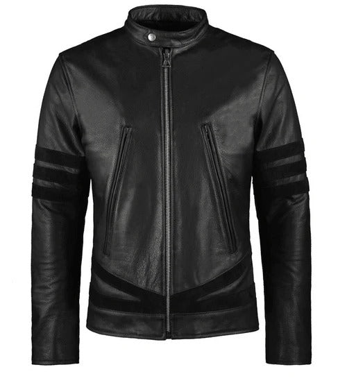 Classic Black Biker Leather Jacket for Men