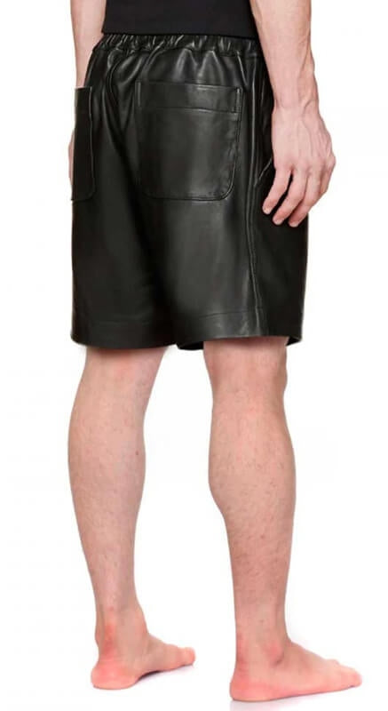 Men’s Classic Fit Black Leather Shorts