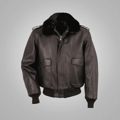 Classic Black RAF A2 Cowhide Leather Flight Jacket for Men