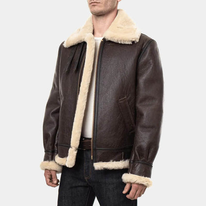 sheepskin aviator jacket in brown