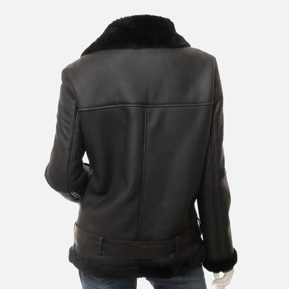 Classic RAF B3 Black Sheepskin Leather Aviator Jacket