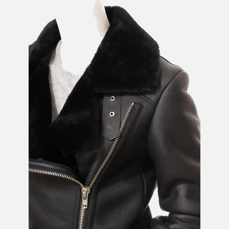 Classic RAF B3 Black Sheepskin Leather Aviator Jacket