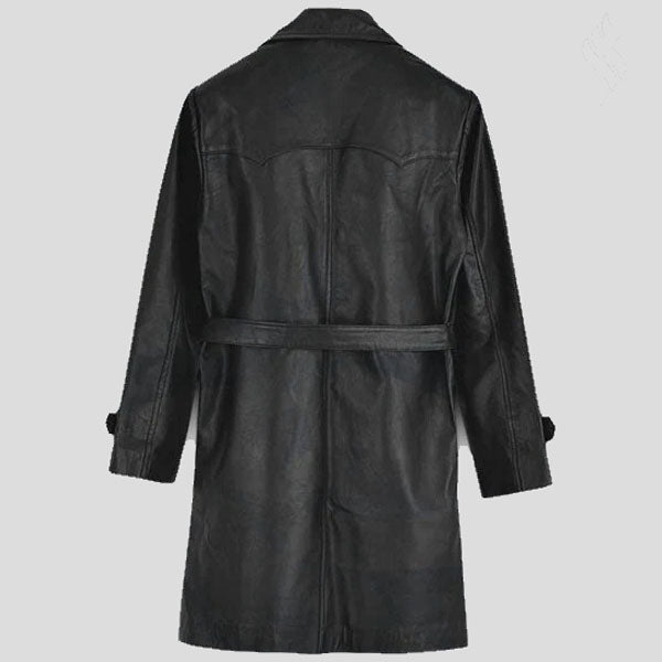 Men's Vintage Brown Lambskin Leather Trench Coat