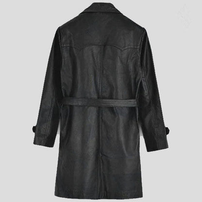 Men's Vintage Brown Lambskin Leather Trench Coat