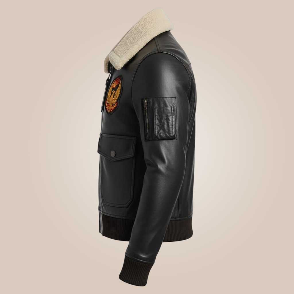 Classic black bomber jacket with YKK zipper