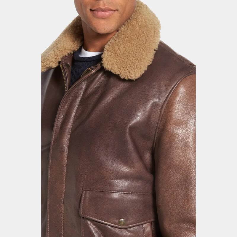 bomber jacket with shearling trim