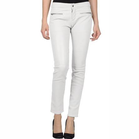 Women’s Elegant White Leather Pants – Chic Minimalist Style