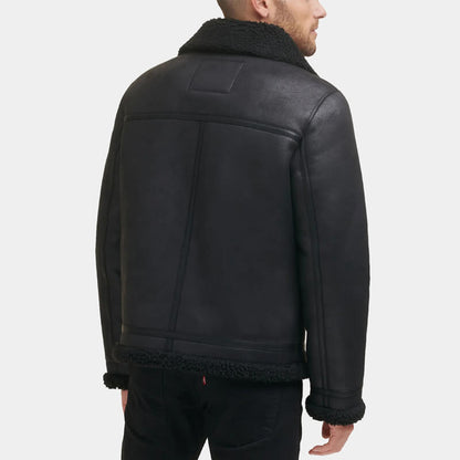 Faux Shearling Leather Jacket