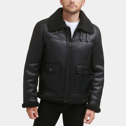 Black Shearling Moto Jacket