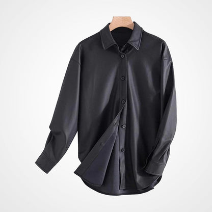 Men’s Genuine Lambskin Leather Shirt – Classic Fit