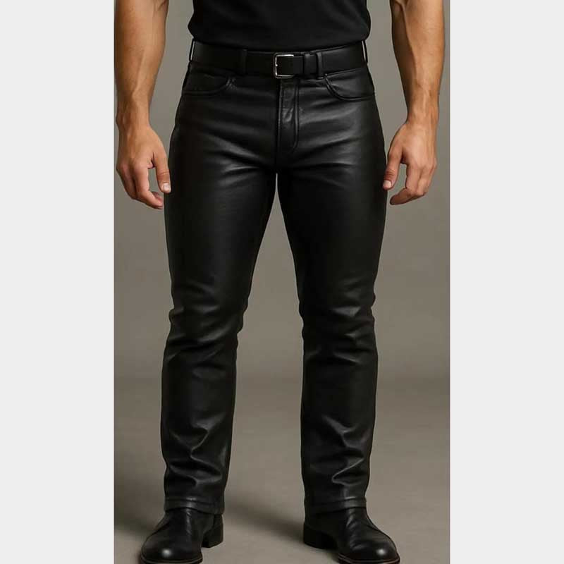 Genuine Sheep Leather Pants in Black with Slim Tailored Fit