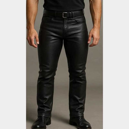 Genuine Sheep Leather Pants in Black with Slim Tailored Fit