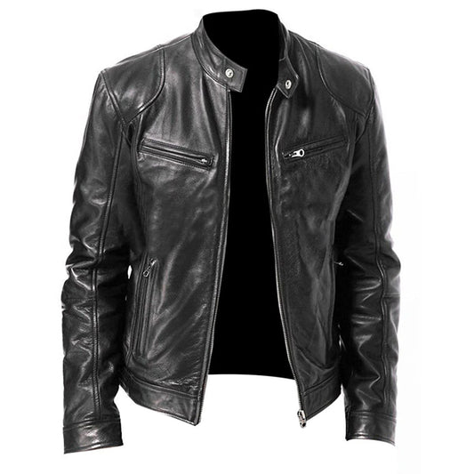 Men’s Vintage Cafe Racer Black Genuine Leather Slim Fit Biker Jacket