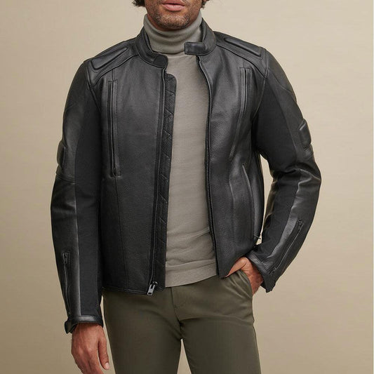 Performance Rider Black Leather Biker Jacket for Men