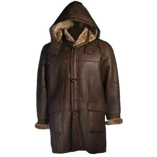 Men’s Brown Shearling Hoodie Coat – Winter Warmth Meets Urban Style