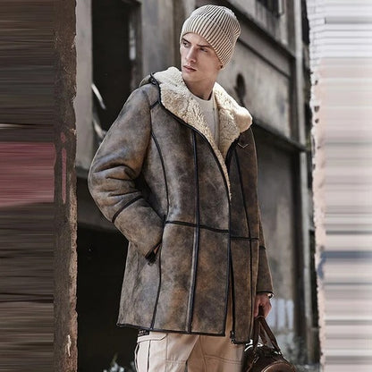 Men’s B7 RAF Hooded Sheepskin Aviator Coat – Shearling Flight Jacket