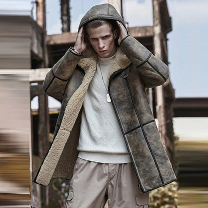Men’s B7 RAF Hooded Sheepskin Aviator Coat – Shearling Flight Jacket