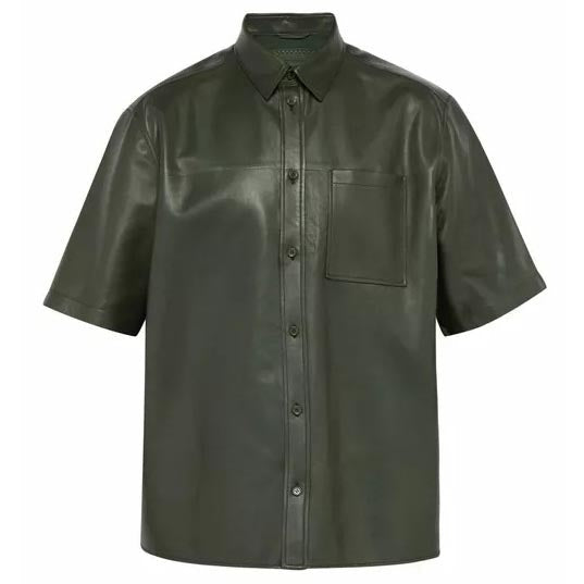 Men’s Black Lambskin Leather Shirt – Elegant Streetwear Edition