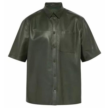 Men’s Black Lambskin Leather Shirt – Elegant Streetwear Edition
