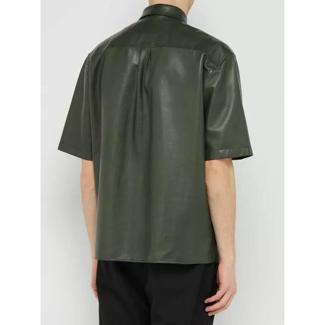 Men’s Black Lambskin Leather Shirt – Elegant Streetwear Edition
