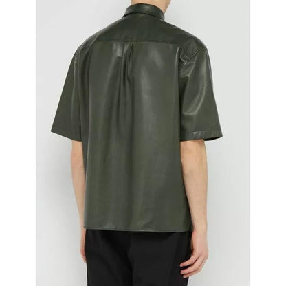 Men’s Black Lambskin Leather Shirt – Elegant Streetwear Edition