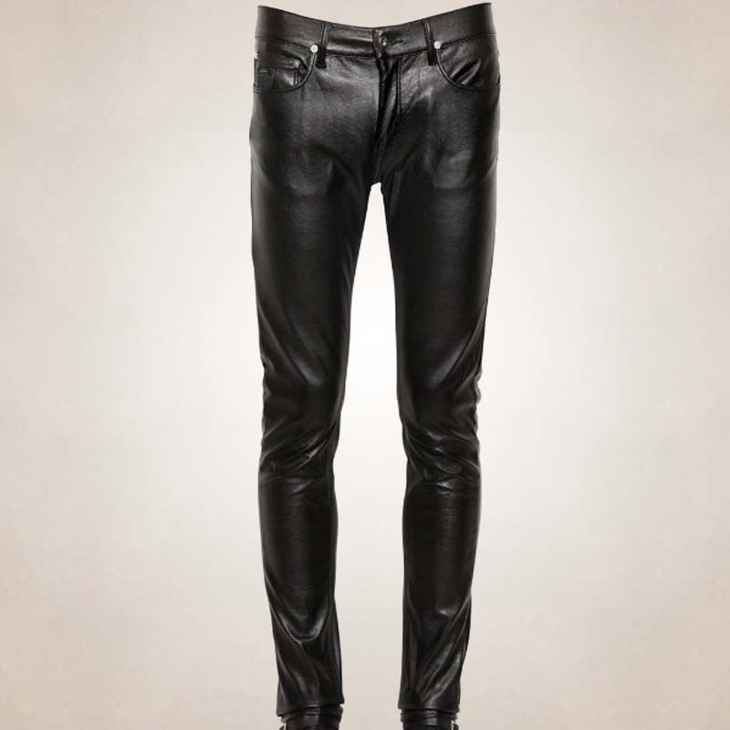 Men’s Black Skinny Leather Pants – Sleek Modern Fit
