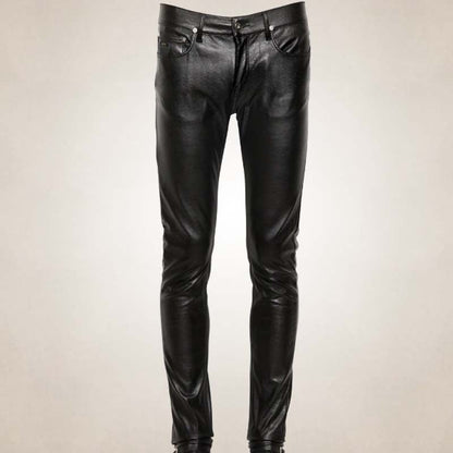 Men’s Black Skinny Leather Pants – Sleek Modern Fit