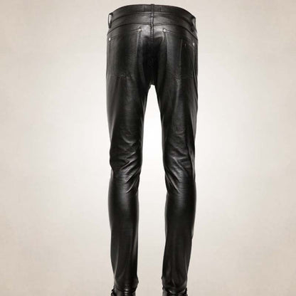 Men’s Black Skinny Leather Pants – Sleek Modern Fit