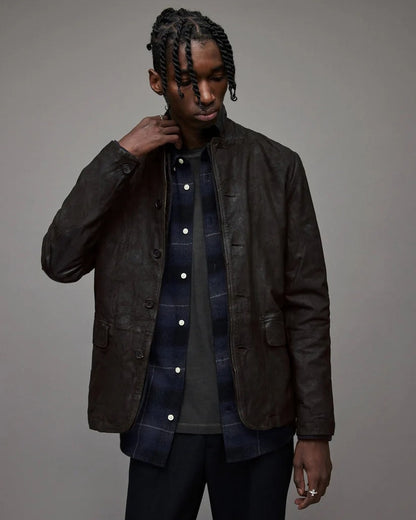 Men’s Black Suede Leather Blazer Jacket