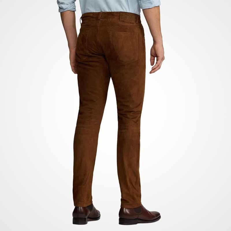 Men’s Brown Suede Leather Pants – Premium Soft Fit