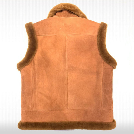 Men’s Brown Suede Shearling Leather Vest