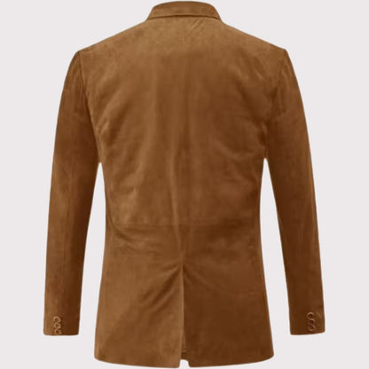 Men’s Camel Brown Suede Leather Blazer Jacket