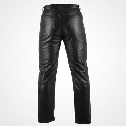 Men’s Classic Black Leather Motorcycle Pants – Premium Fit