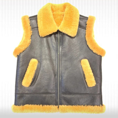 Men’s Whiskey Brown Shearling Leather Vest