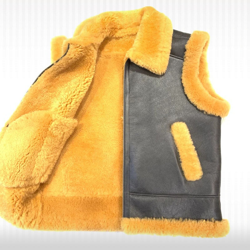 Men’s Whiskey Brown Shearling Leather Vest