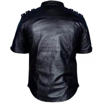 Men’s Stylish Short Sleeve Napa Lamb Leather T-shirt – BLUF Gay Edition