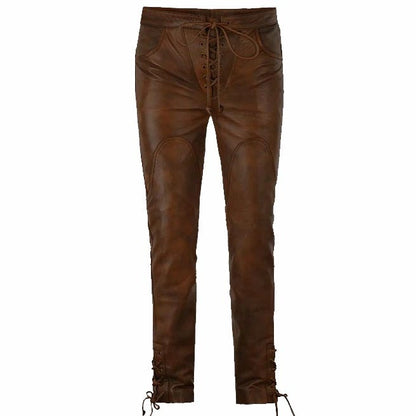 Men's Western Lace-Up Cowboy Leather Pants