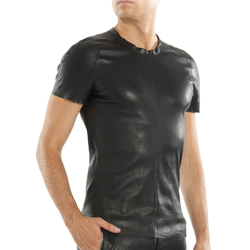 Men’s Premium Lambskin Leather T-Shirt – Street Luxe Edition