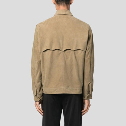 Men’s Light Olive Suede Leather Shirt – Soft Urban Edition