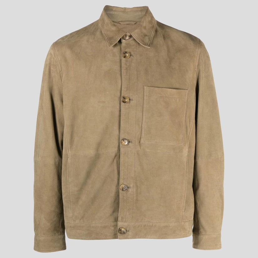 Men’s Light Olive Suede Leather Shirt – Soft Urban Edition
