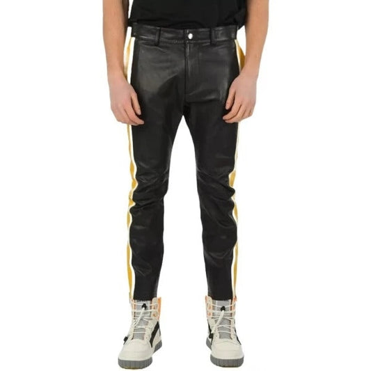 Men’s Multicolor Leather Biker Pants