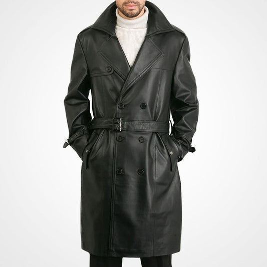Men's Premium Genuine Leather Trench Coat