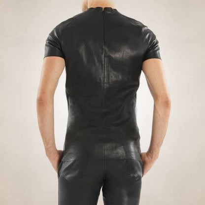 Men’s Premium Lambskin Leather T-Shirt – Soft & Stylish Fit