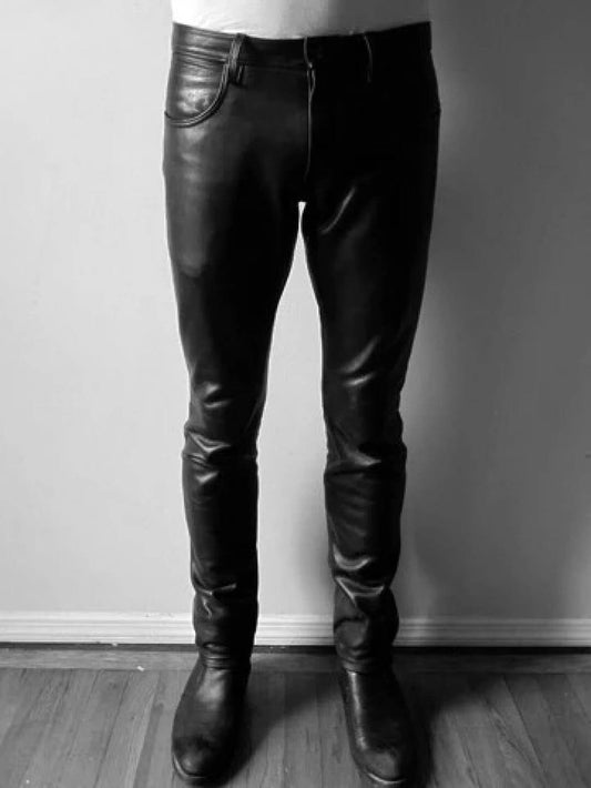 Men’s Premium Lightweight Black Leather Pants
